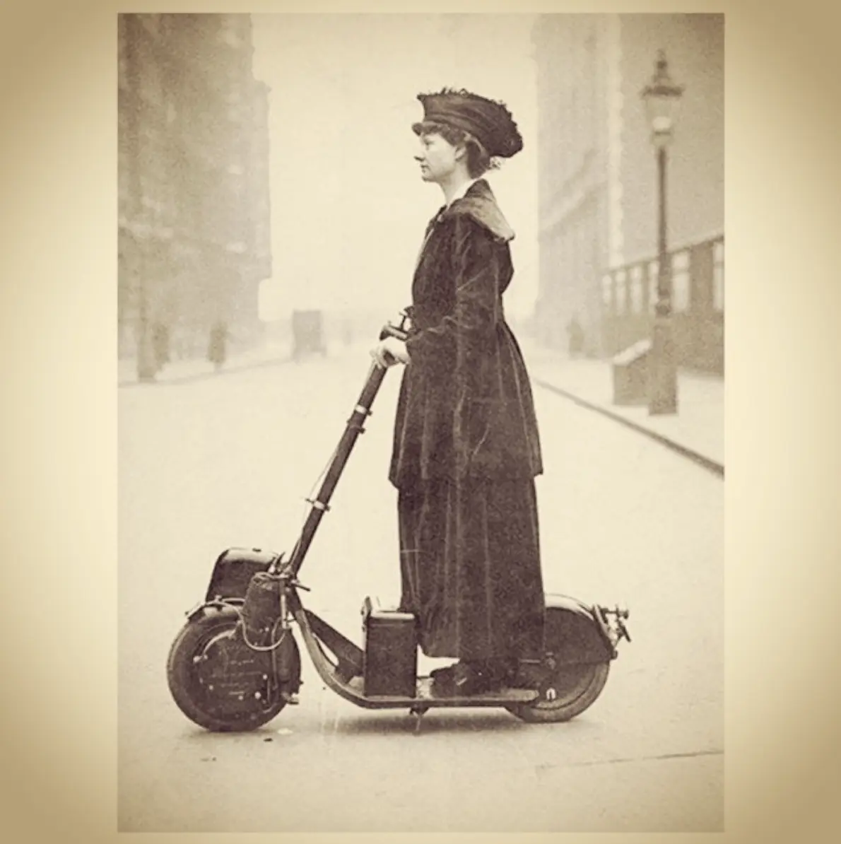 Lady Florence Norman on an Autoped, 1916