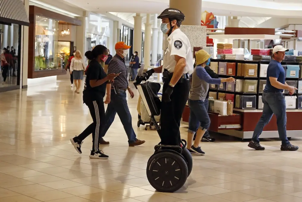 A security guard on a Segway